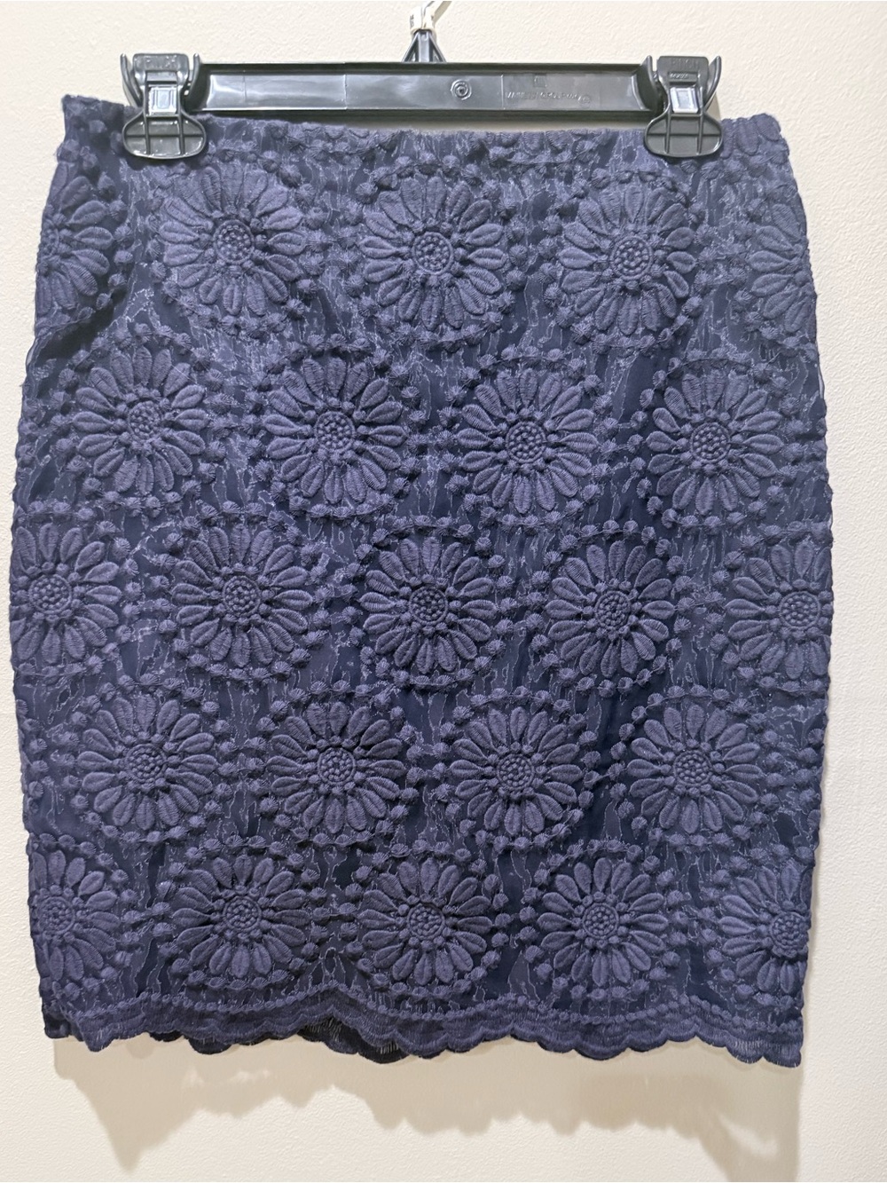 Boden Navy Floral Crochet Pencil Skirt